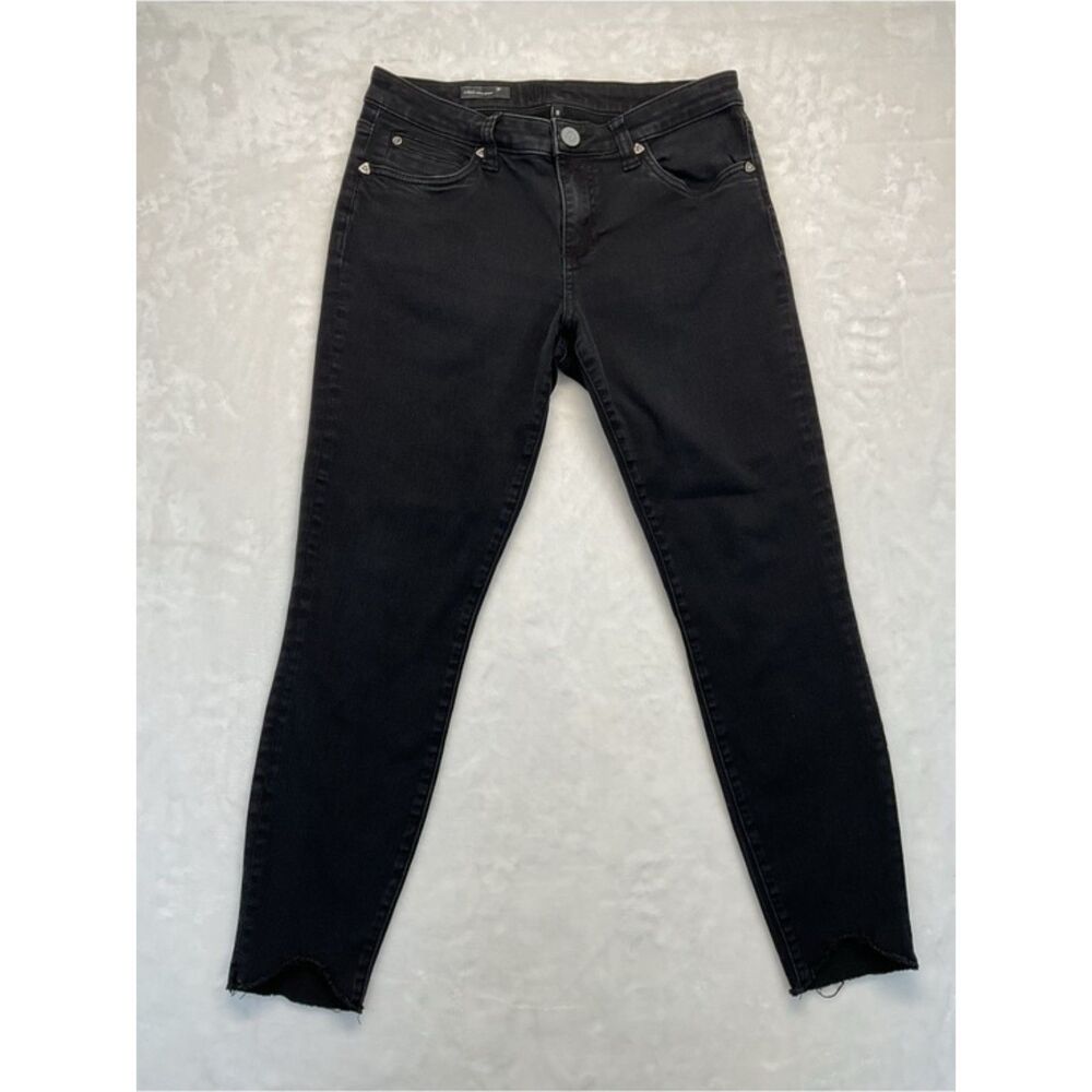 KUT from the Kloth Carlo Ankle Skinny Jeans Women 8 Black Raw Frayed Hem Stretch